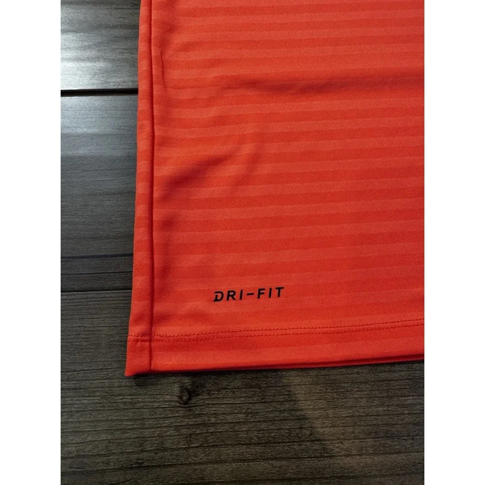 Nike Dri-Fit Essential Mens M Polo Short Sleeve Orange Striped Shirt 929102-816